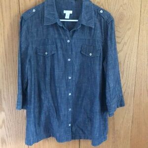 Chico's Denim Blue Cotton Shirt